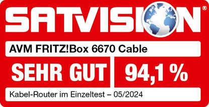FRITZ!Box 6670 Cable – Wi-Fi 7 Kabelrouter mit DOCSIS 3.1, Zigbee & 2.5-Gbit-LAN