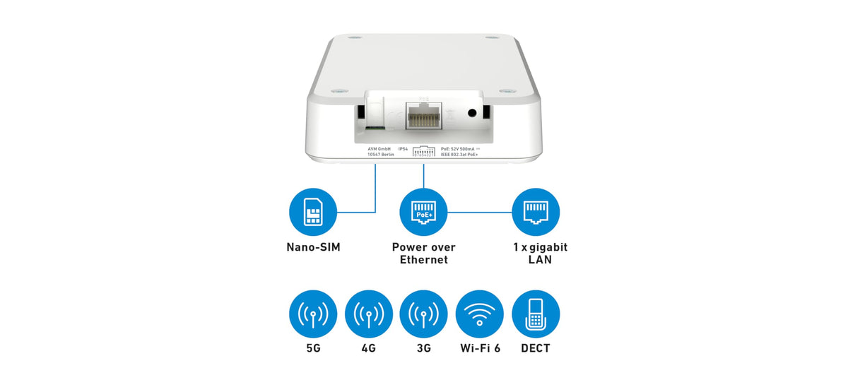 FRITZ!Box 6860 5G – Mobilfunk-Router mit Wi-Fi 6, PoE+, DECT & IP65-Gehäuse