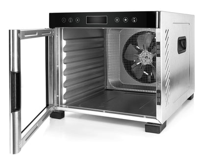 ROMMELSBACHER Dörrautomat DA 1000, XXL-Dörrfläche 1,6 m², inkl. 10 Edelstahl-Dörrtabletts, 2 Dörrgitter, 2 Dörrmatten, LED-Display, 24 Std. Zeitschaltuhr, Temperatur einstellbar (35 °C – 75 °C)