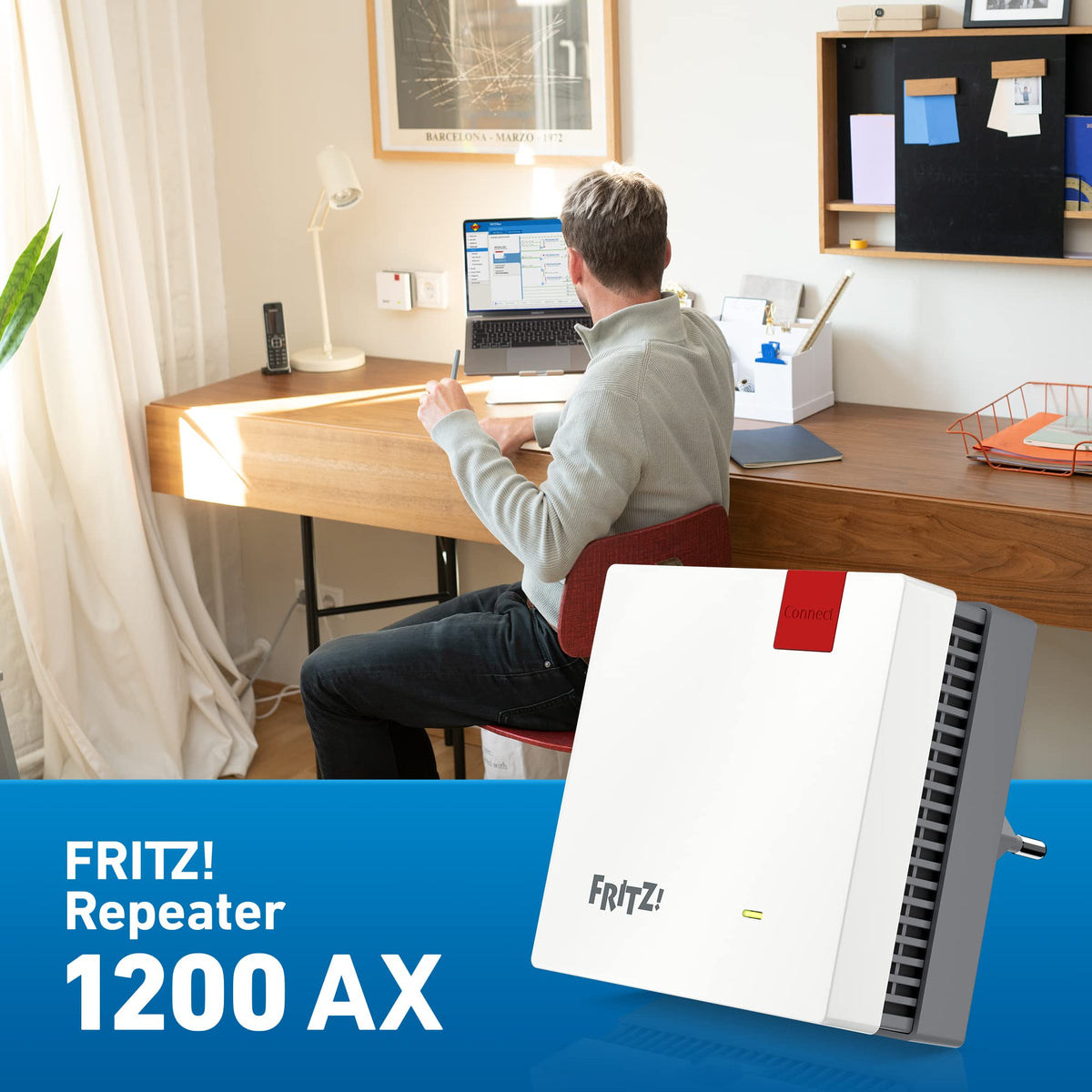 FRITZ!Repeater 1200 AX – Wi-Fi 6 Dualband Repeater mit bis zu 2.400 MBit/s