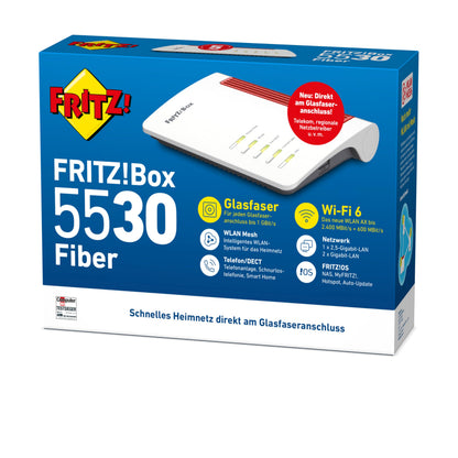FRITZ!Box 5530 Fiber – Glasfaser-Router mit Wi-Fi 6 & 2.5-Gigabit-LAN