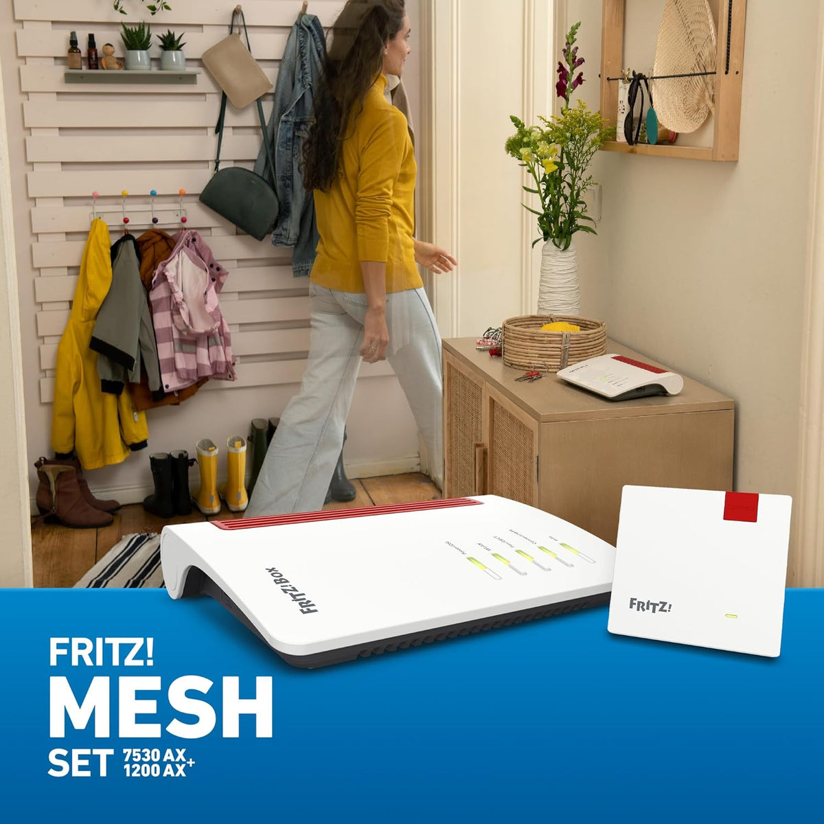 FRITZ!Mesh Set – 7530 AX Wi-Fi 6 Router + 1200 AX Repeater, bis 2.400 MBit/s